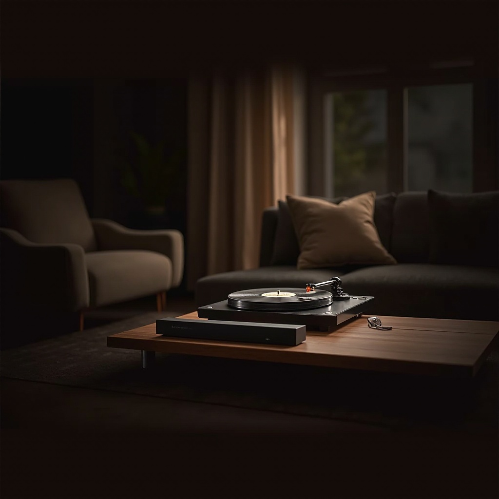 menggunakan turntable dengan sound bar