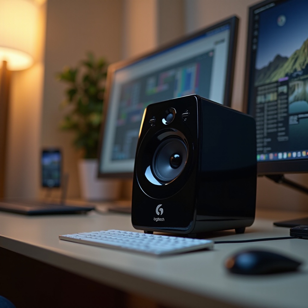 alto-falantes de computador Logitech com subwoofer