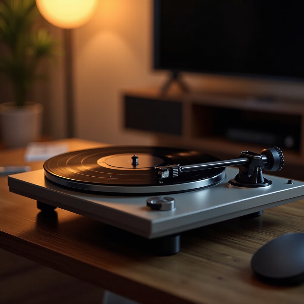 usando uma mesa giratória com uma barra de som